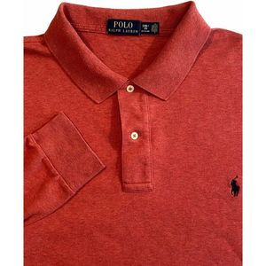 Polo Ralph Lauren Mens Long Sleeve Light Heather Red Polo Shirt Size 2XB